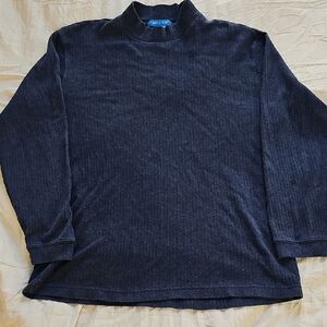 Savile Row Men’s Ribbed Mock Neck Long Sleeve Shirt | Size L | 100% Cotton